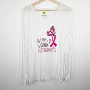 WonderWink Hope Love Strength Breast Cancer Shirt Women's Size X-Large XL